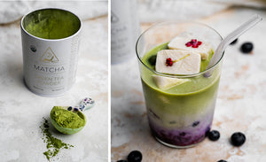 Blueberry Iced Matcha Latte