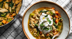 White Bean Chili with OWL Chicken Bone Broth Elixir