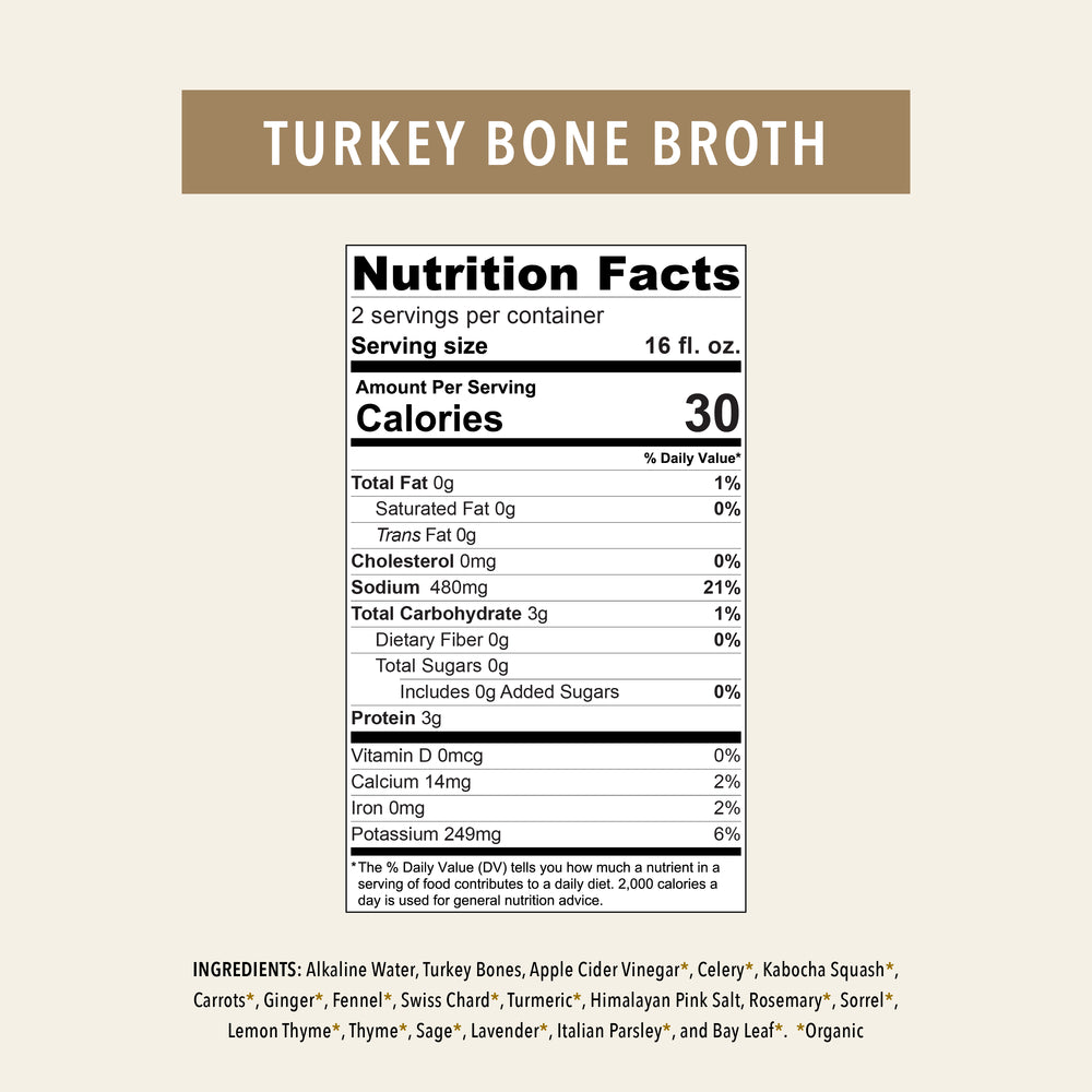 Turkey Bone Broth Elixir Nutrition Facts
