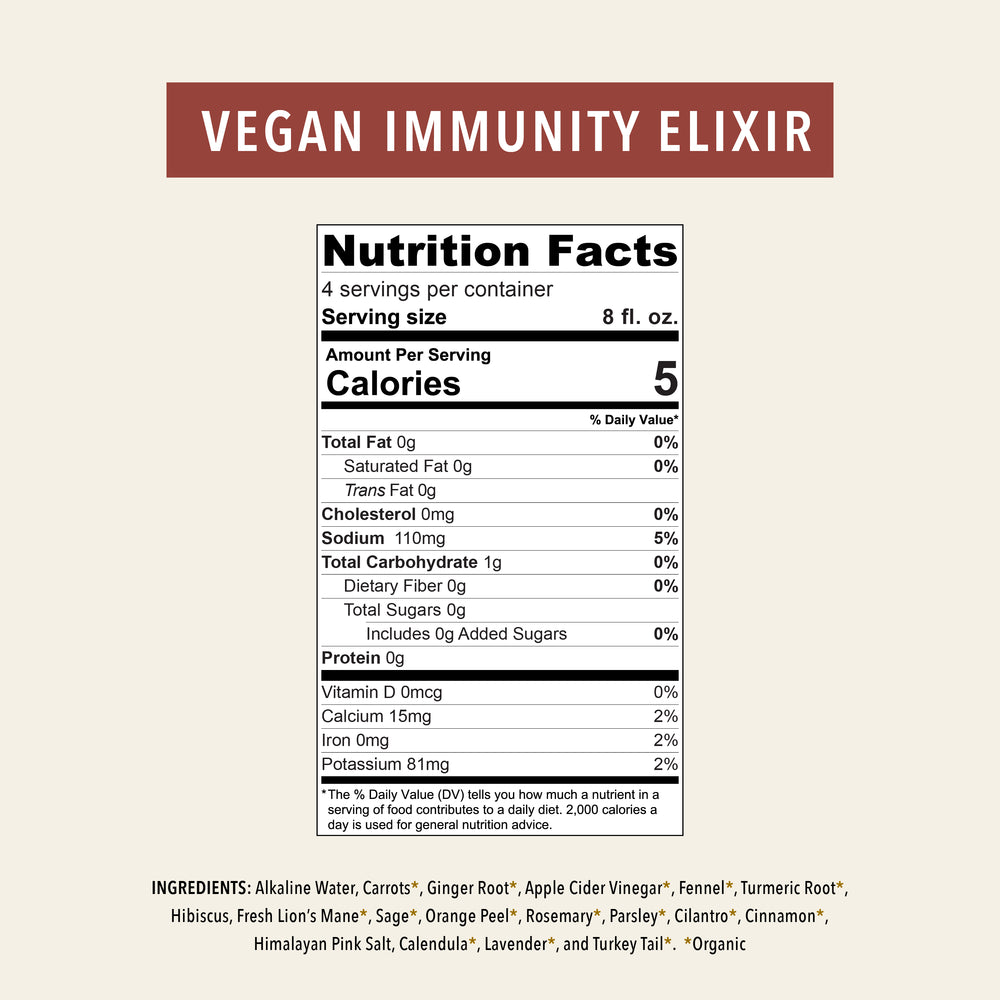 Vegan Immunity Elixir Nutrition Facts