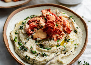 Parsnip & Cauliflower Mash with Sauteed Pink Oyster Mushroom