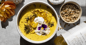 Yellow Summer Gazpacho with OWL Vegan Broth Elixir