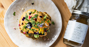 Whole Roasted Cauliflower + Beef Bone Broth Elixir