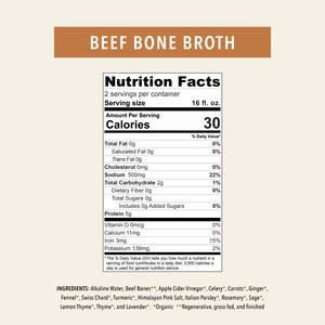 Beef Bone Broth Elixir - Nutrition Facts
