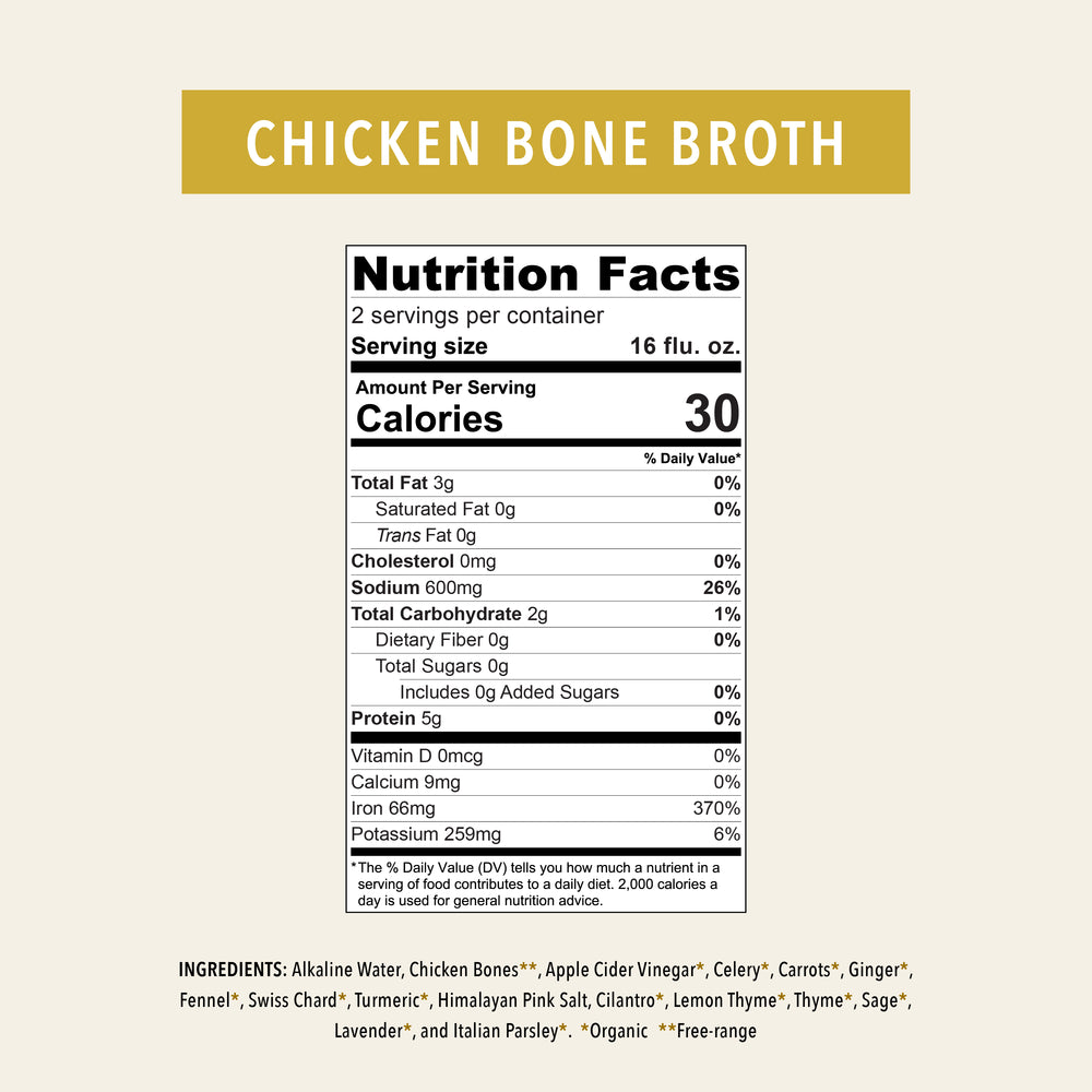 Chicken Bone Broth Elixir - Nutrition Facts