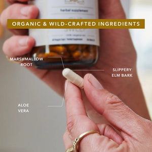Organic & Wild-crafted ingredients: marshmallow root, slippery elm bark, aloe vera