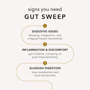 Signs you need Gut Sweep: Digestive issues, inflammation & discomfort, and sluggish digestion.