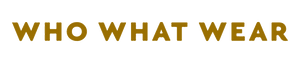Who What Wear logo displayed in bold gold text on a transparent background